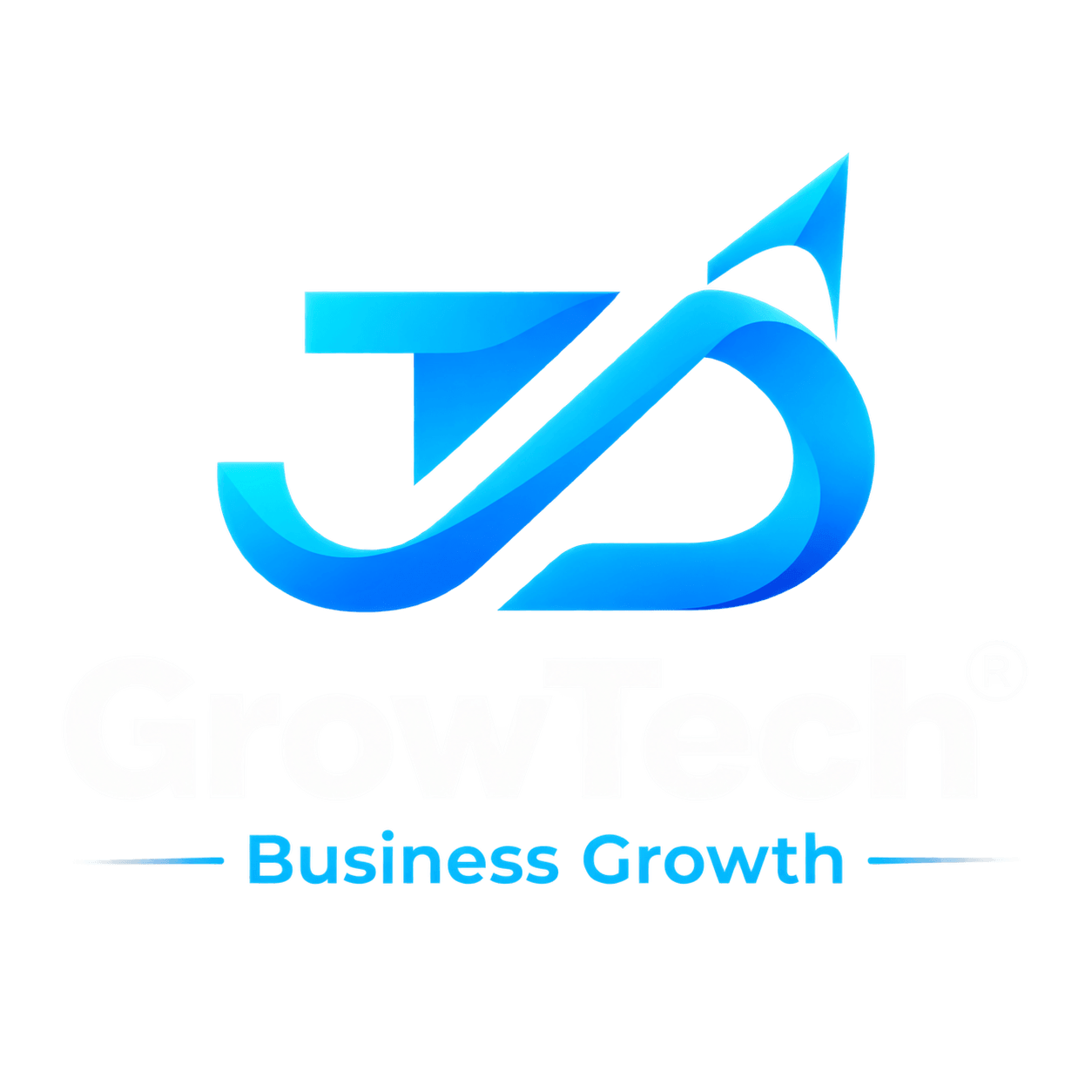 JD Growtech official logo featuring modern blue typography and business growth branding icon